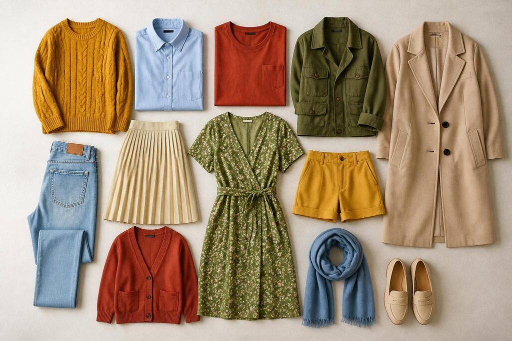 découvrez une garde-robe capsule colorée composée de 12 pièces faciles à associer pour créer des tenues variées et élégantes au quotidien.