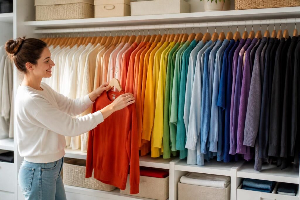 Ranger sa garde-robe par couleur : la méthode qui simplifie le matin