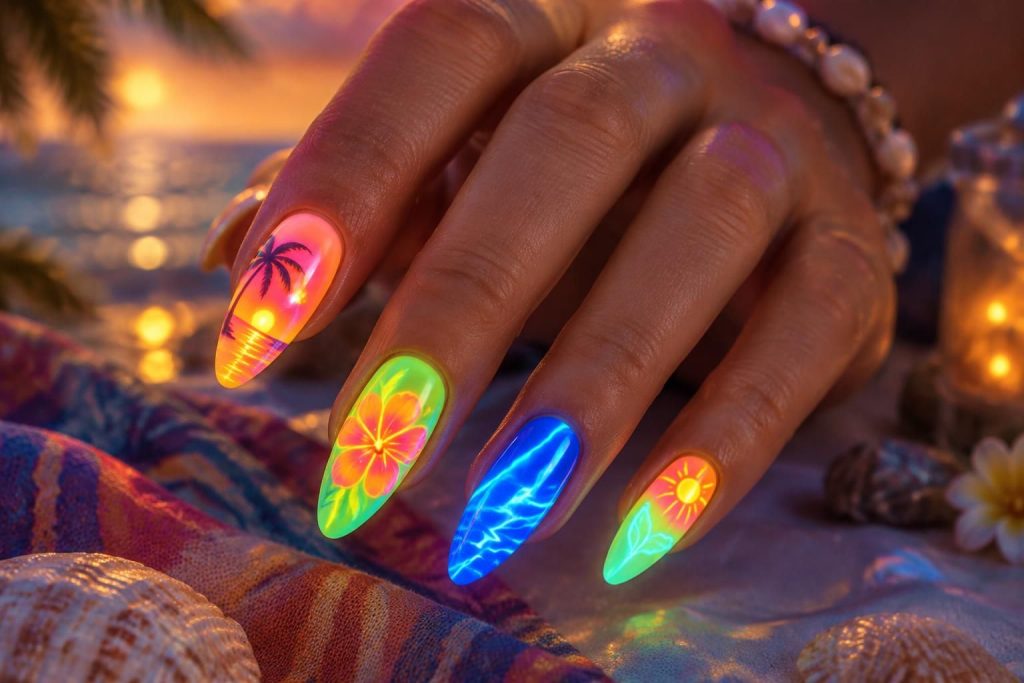 Nail art fluorescent : idées fluo et phosphorescentes pour l’été